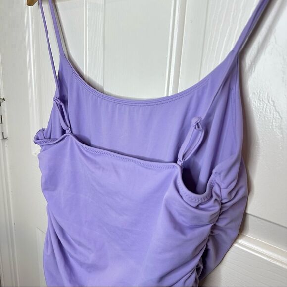 PacSun Eco Purple Destiny Shirred One Piece Swimsuit Sz XL Girly Beach Pool Lake - Picture 5 of 8